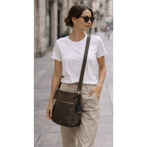 Tumi Brown Nylon Crossbody Bag Travel Everyday Lightweight